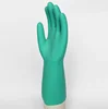 Long green nitrile chemical resistant industrial working gloves