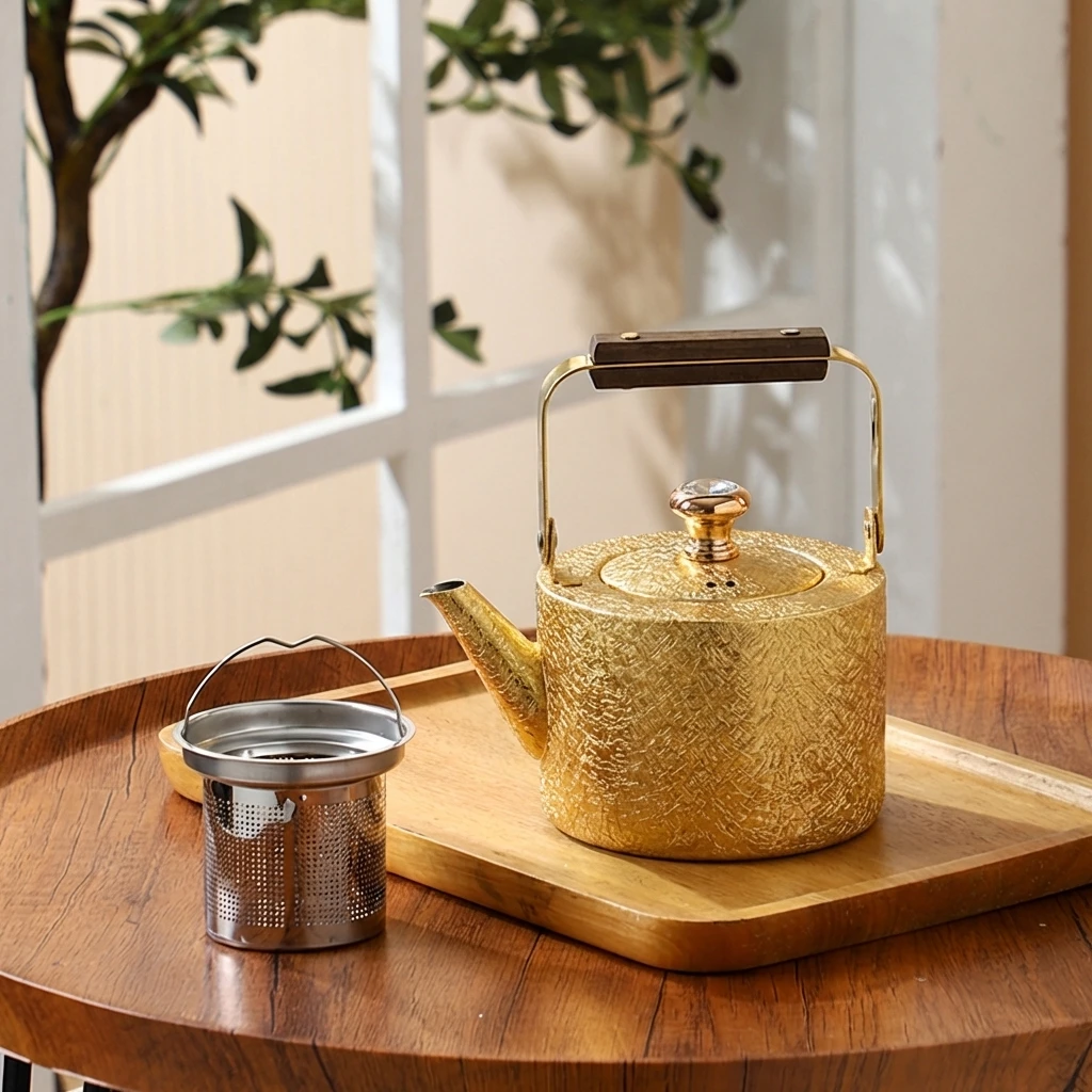 Series 20 Tea Kettle — Gold Hammered Texture