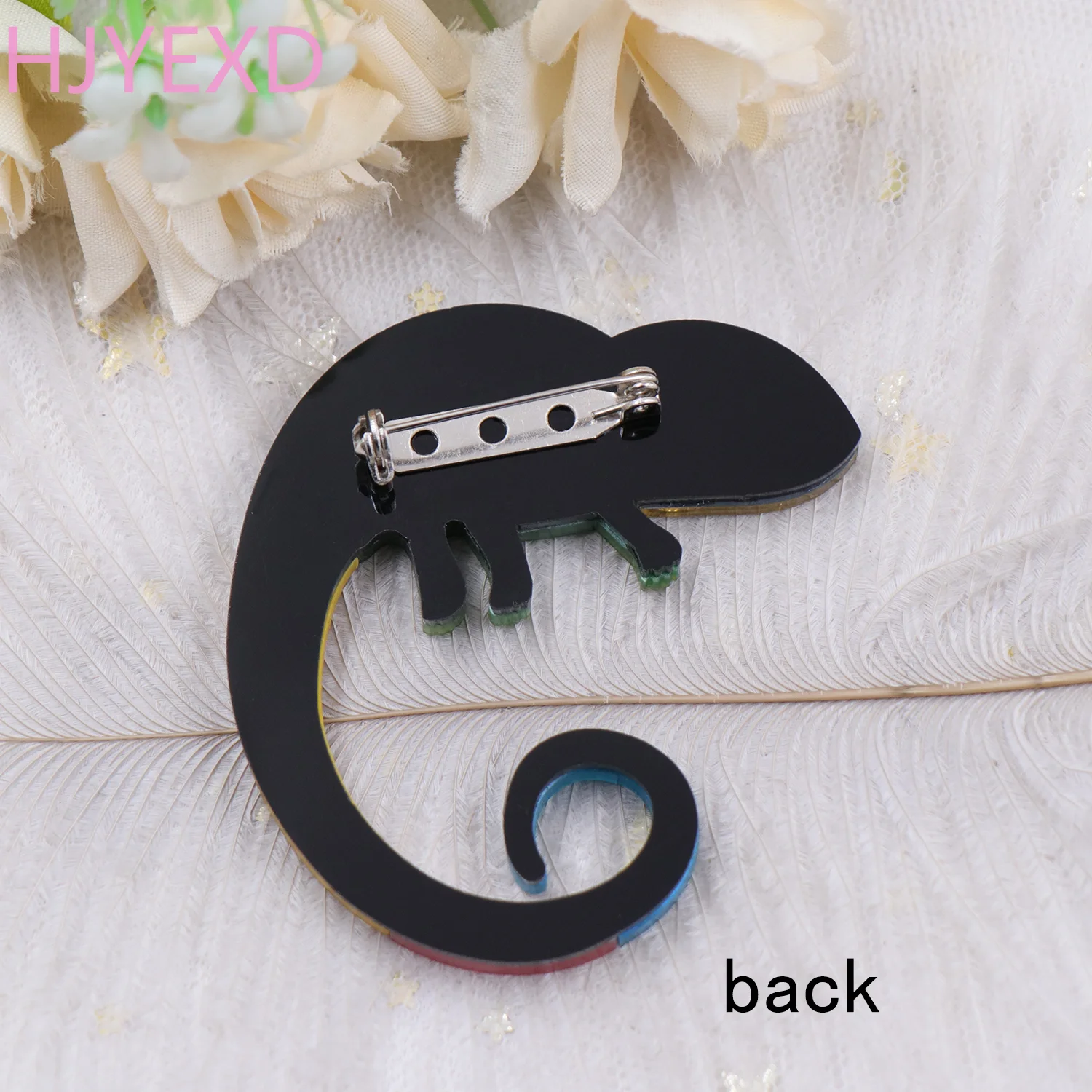 BHS066BH1039 New Design Large Lizard Fashion Jewelry Laser Cut Glitter Acrylic Chameleon Brooch manufacture