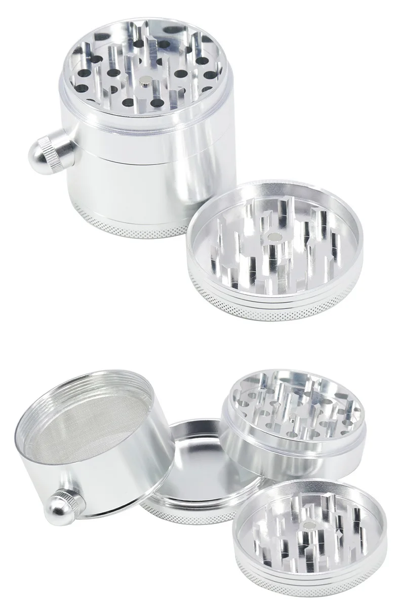 New arrival 63mm 4 parts aluminum alloy Side buckle smoke grinder for weed