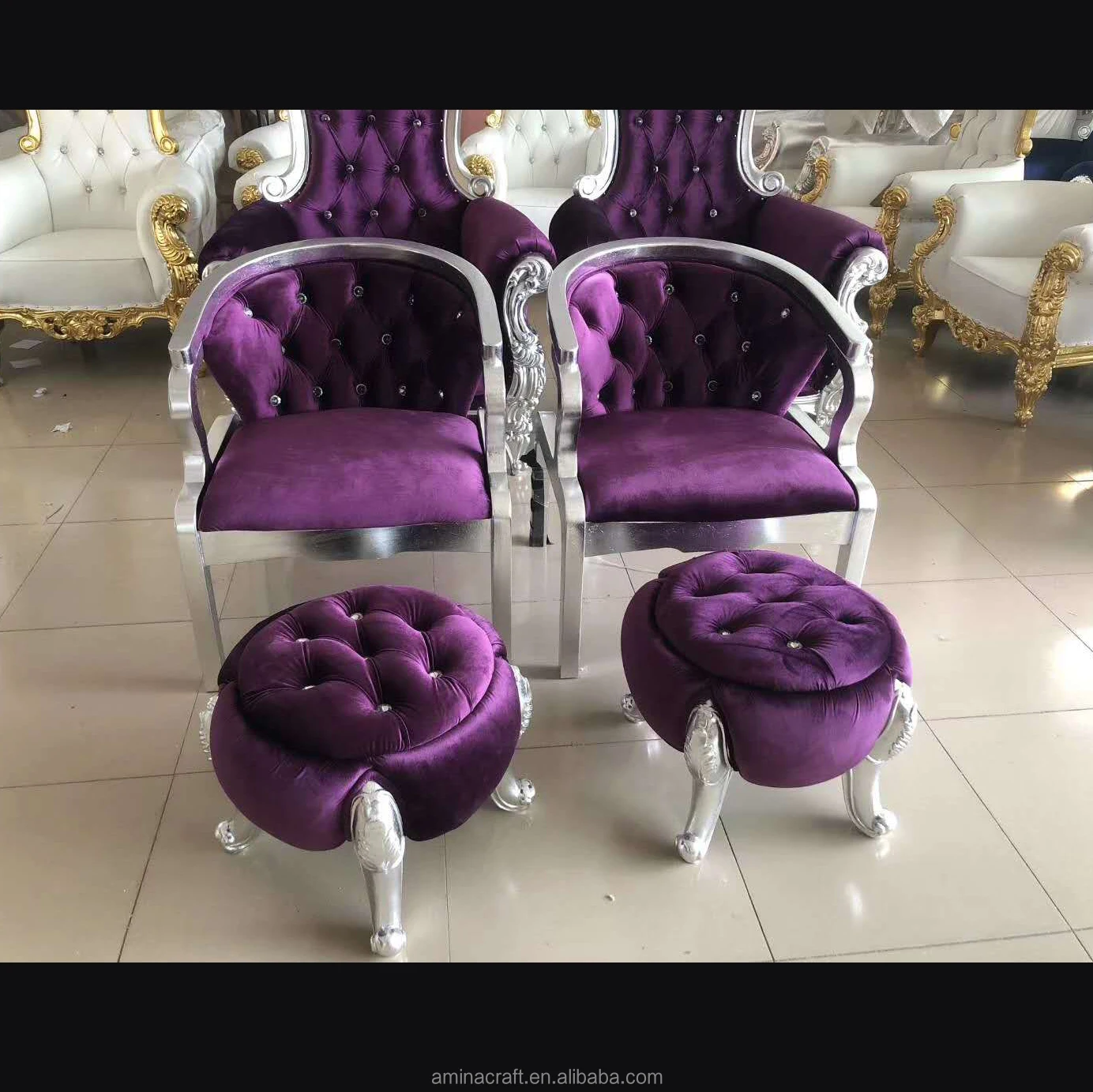 Luxury Royal White Leather King And Queen Wedding Loveseat Throne Chair