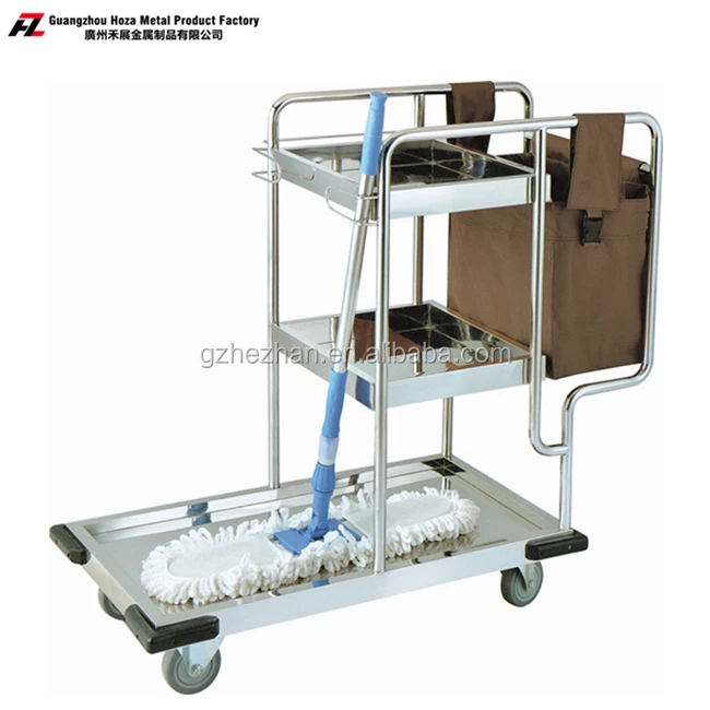 
Stainless Steel Housekeeping Cleaning Trolley Multifunction Cleaning Trolley Car Hotel Restaurant 