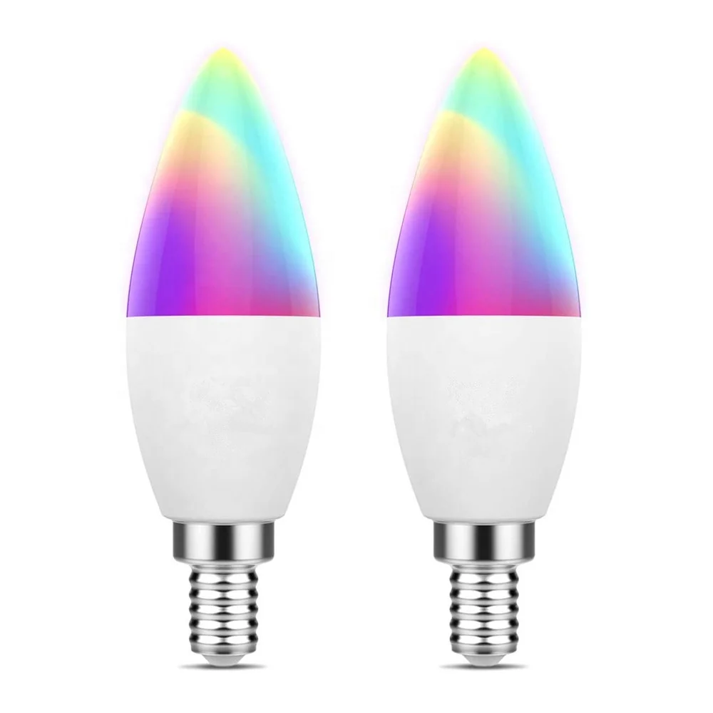 E14 E12 2700K - 6500K RGB wifi led bulb  support  APP control voice control Tuya  WiFi  LED C37 smart bulb