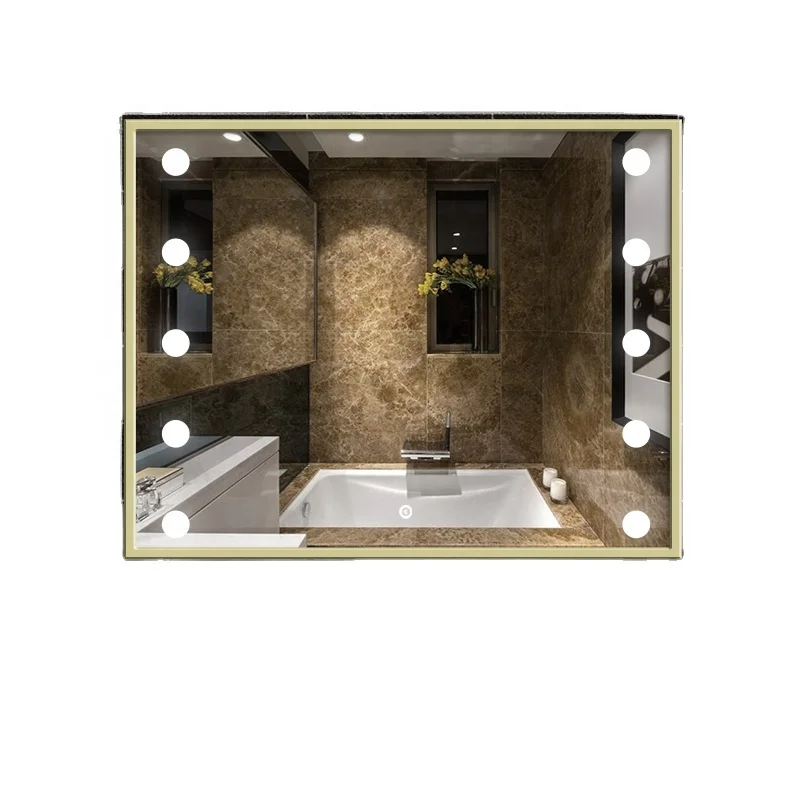 Dimmable LED Lighted Rectangle Bathroom Mirror Modern Wall Mirror with Dimmer and Lights Wall Mounted led Makeup Vanity Mirror