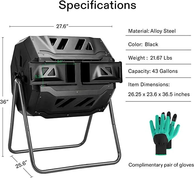 Recycled Plastic Composter Bintumbling Composter Dual Rotating Batch