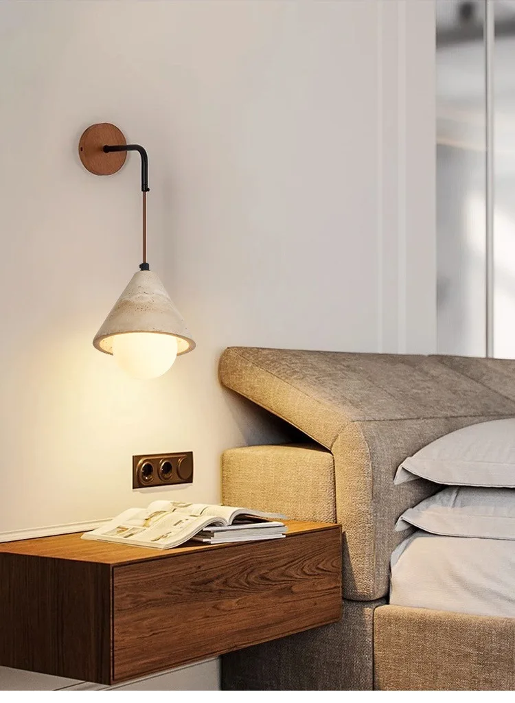 现代黄色洞石发光二极管壁灯可调光暖白光高CRI 90节能壁挂式家居装饰