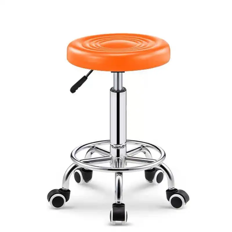 Adjustable Bar Stool With Wheels Swivel Salon Shop Stool With Black