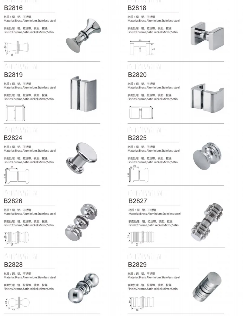 Fengze Manufacture Shower Glass Door Handle Stainless Steel Round Knob Furniture Handles & Knobs