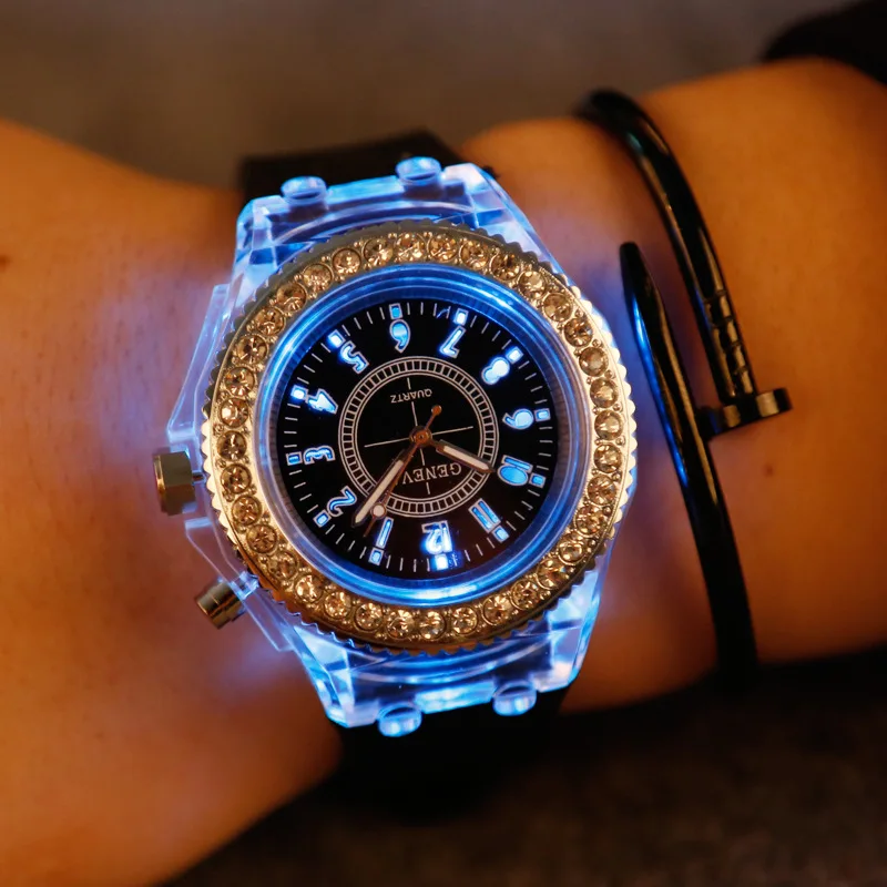 Geneva Led Flash Luminous Watch For Women Personality Students Lovers