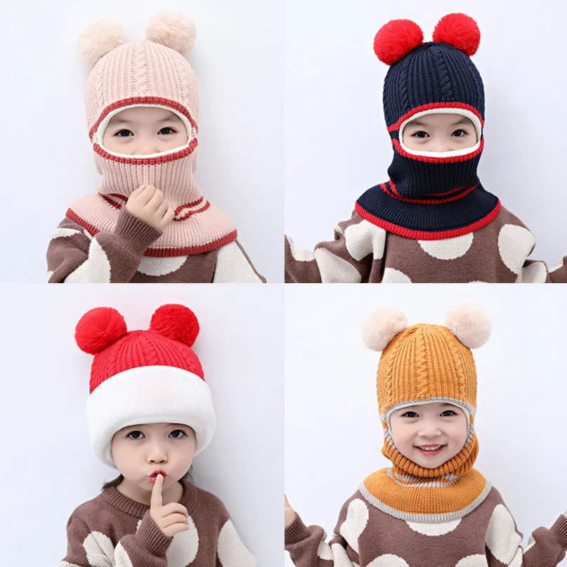 Wholesale Kids Winter Hats Girls Boys Children Warm Knitted Hat Scarf ...