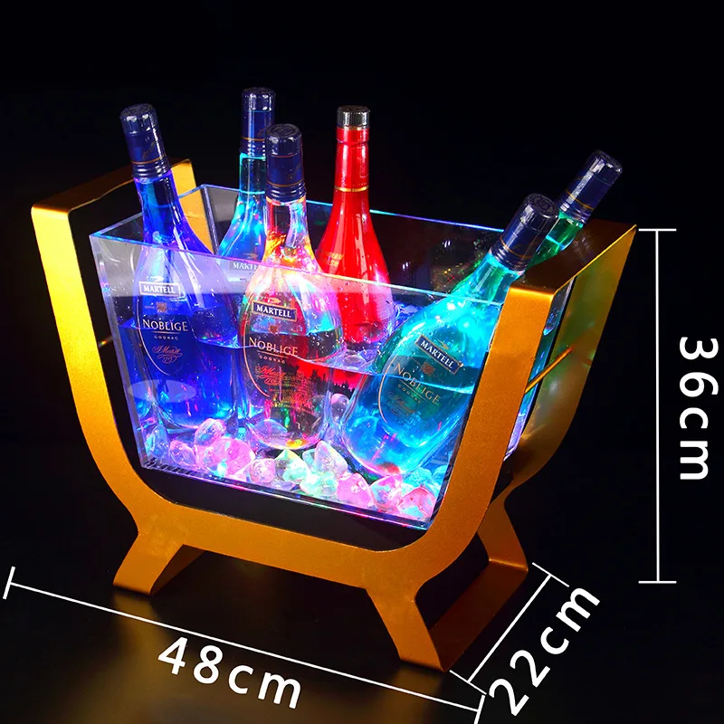 Led Luminous Beer Wine Bottle Holder Metal Frame Stand Large 12 Bottles