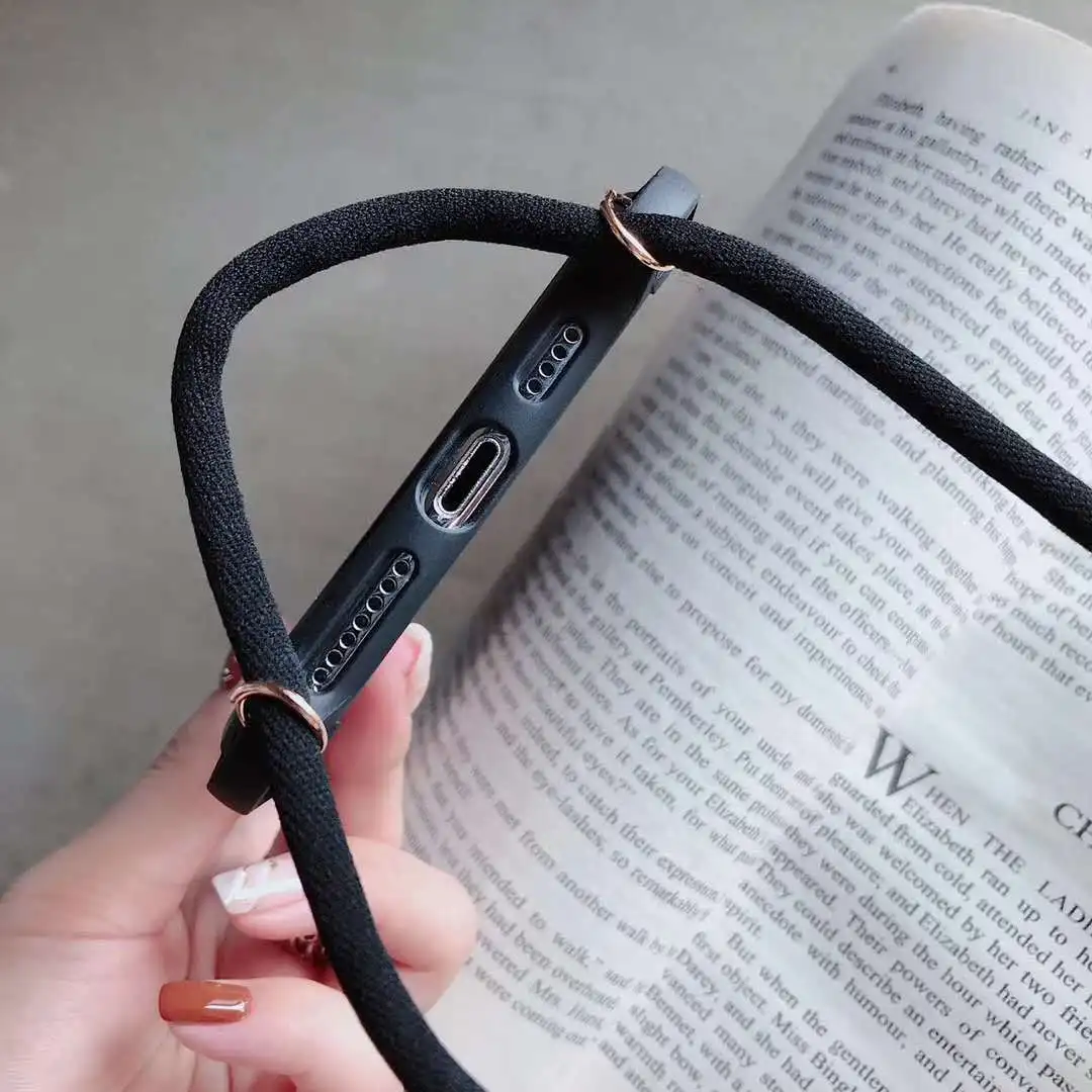 Candy Color Shockproof Strap Cord Chain Crossbody Necklace Phone Case For iPhone XR XS MAX