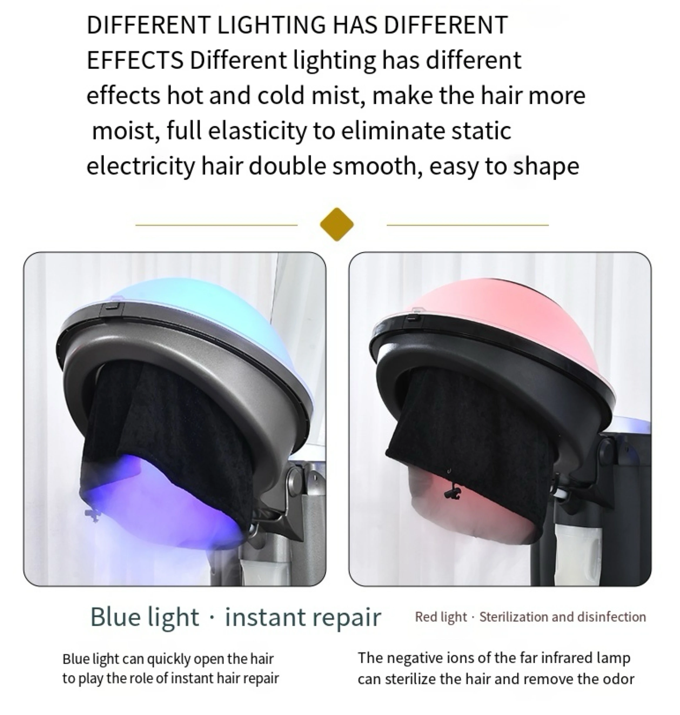 Hot And Cold Air Mode Equipment Micro Mist Professional Hair Spa Steamer Micro Mist Hair Steamer