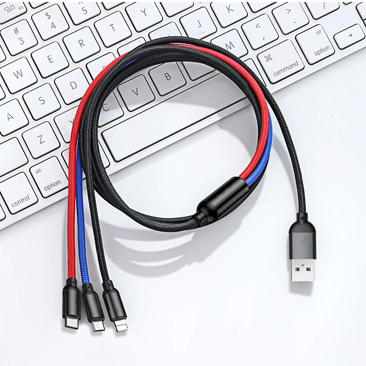 
Wholesale Nylon Braided Alloy Micro USB Cable, Universal Mobile Phone Type-C USB cable 3 in 1 