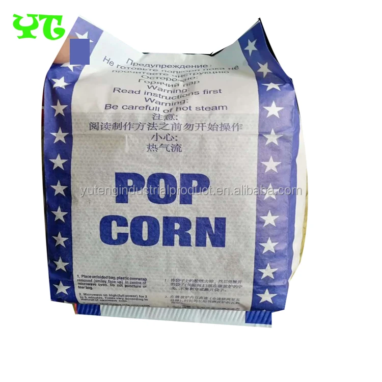 Microwave Popcorn Packaging Bag Food Grade Greaseproof Paper Bag For