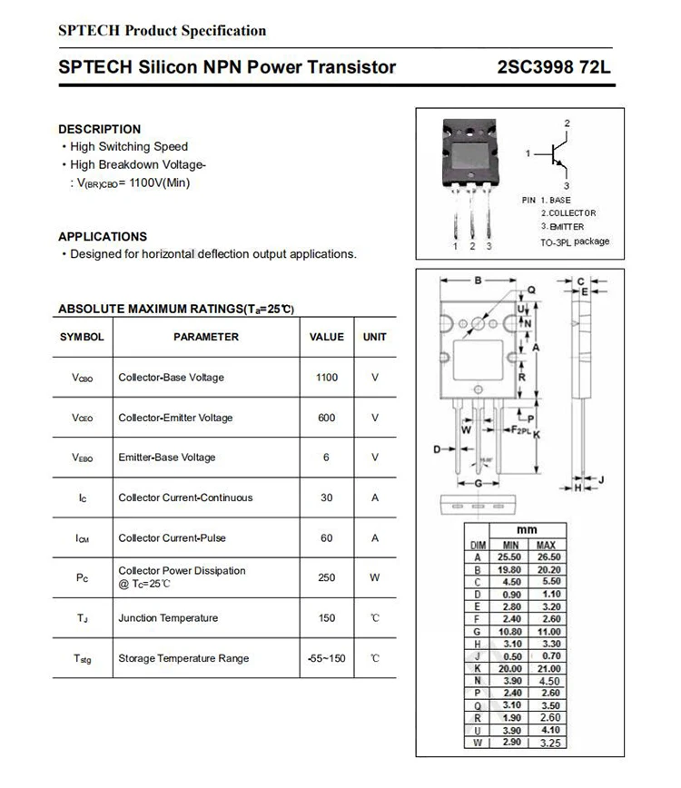 D44h8 Transistor Npn Universal Power Amplifier Diode/transistor 60/20a ...