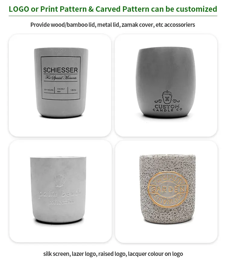 Popular Concrete Candle Jars Unique Candle Vessel Container For