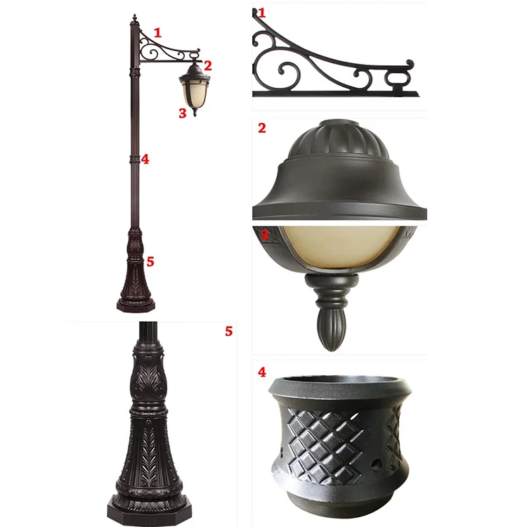 Decorative Antique outdoor IP54 2M 3M 4M E27 110V 220V garden light pathway light street light landscape lighting