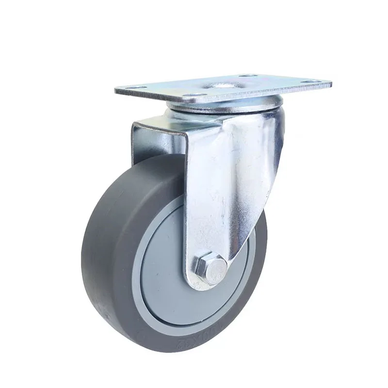 product flat gray directional universal brake wheel 3inch 4inch 5inch tpr soft silent caster wheel noise reduction shock absorption-13