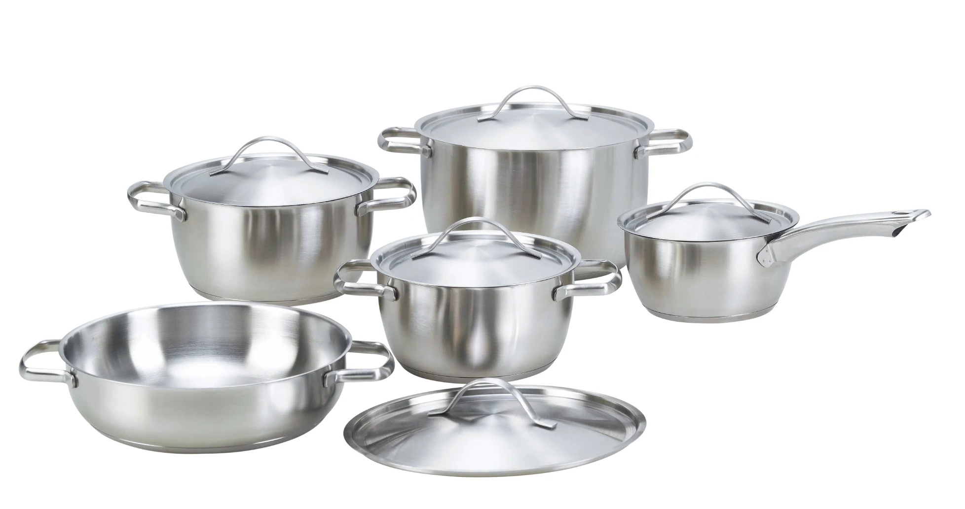 12 Piece Cooking Pot Cookware Set Stainless Steel Pans Set German