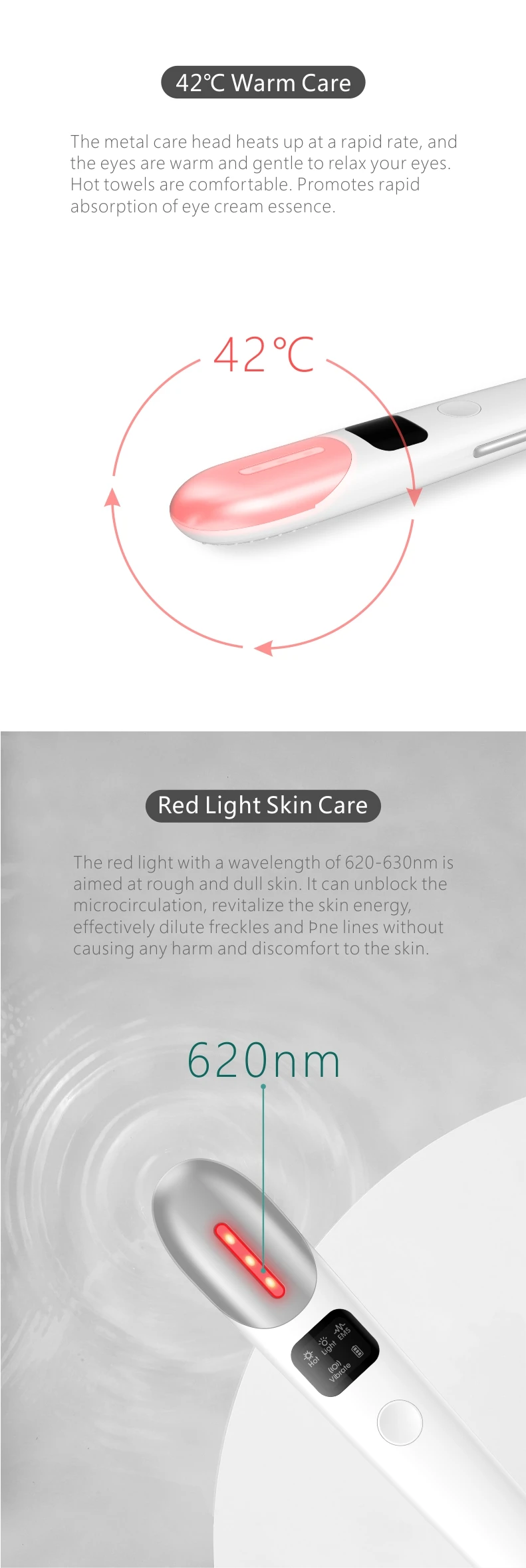 2024 Big smile new product  beauty Tool Sonic Vibration and EMS  Eye Device Heated Red Light Eye Massager Vibrating Massager