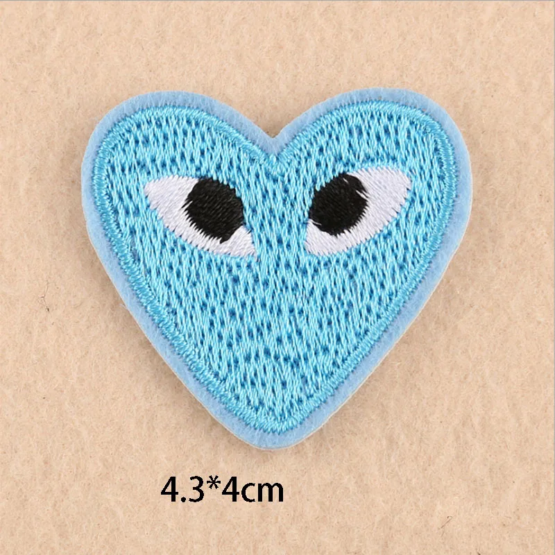 Computer Embroidery Multicolor Heart Shape Eyes Patch