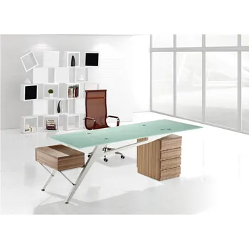 Metal Frame Glass Desk Top Office Desk Director Office Table