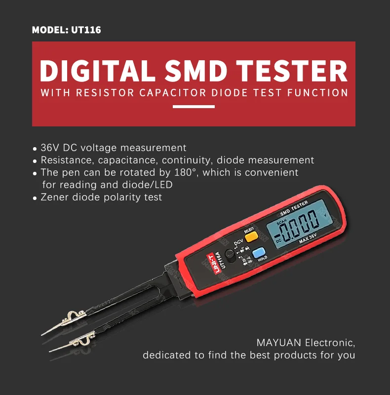Unit Smd Multimeter Ut116 Series Auto Range Smart Smd Component Tester