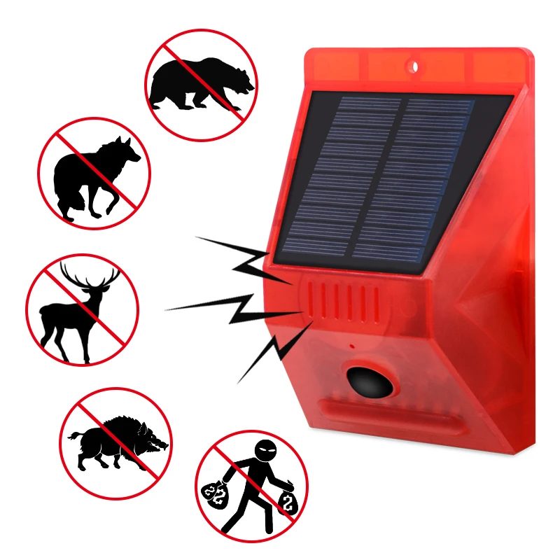 Wireless Solar Powered Motion Sensor Security Alarm Warning Light With Remote Control