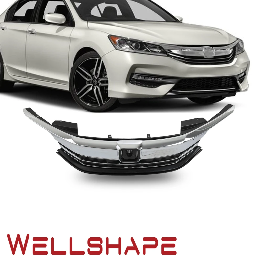Car Grille For 16 17 Honda Accord Oe Style Front Upper Grill Chrome And