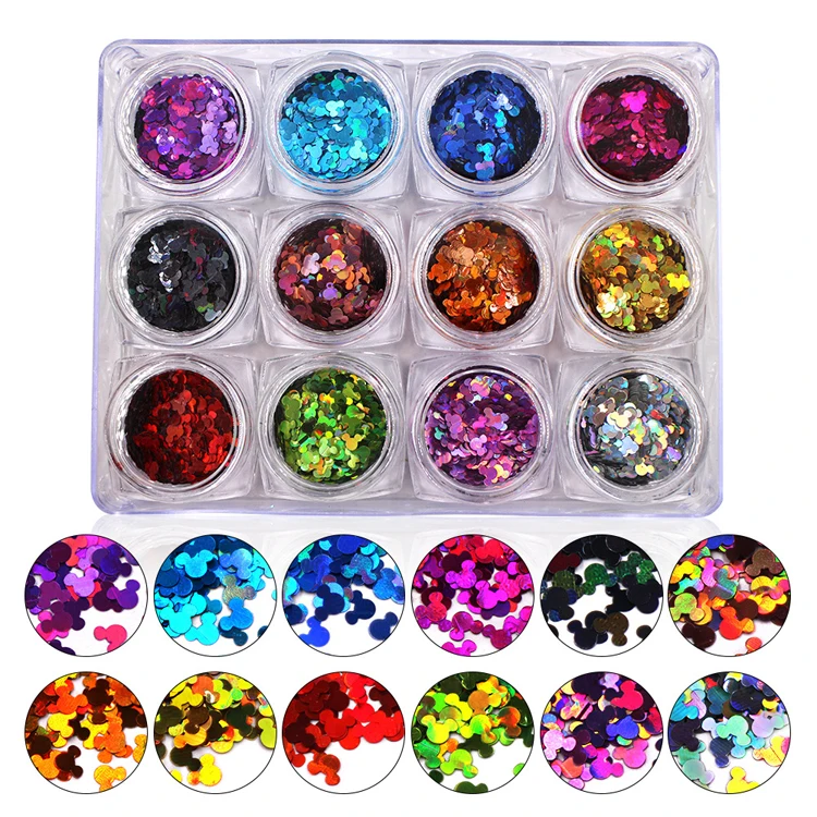 New design 12 Colors Laser Nail Art Sequin Autumn Spangles for Nail Decoration