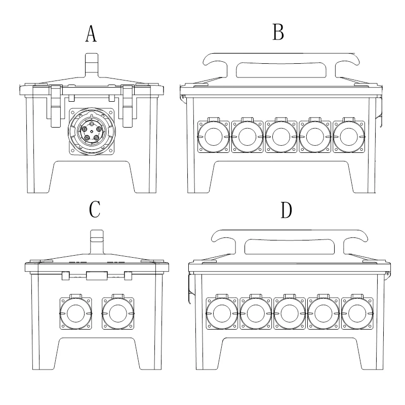 24 Way Three Phase Portable Power Distribution Box,Yellow Type Ip67
