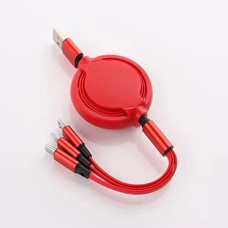 

USB 3-in-1 Cable for iPhone,5 Pieces, Red,yellow,pink,purple,green,blue,black