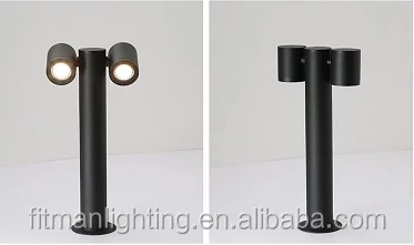 IP65 18W COB Outdoor LED Bollard Light Garden Landscape Ground 180degree Adjustable Double Head  LED Bollard Lamp