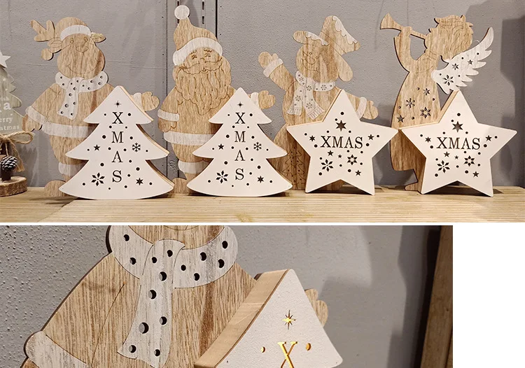 Christmas decorations Wooden battery LED Christmas Tree light for Christmas gift