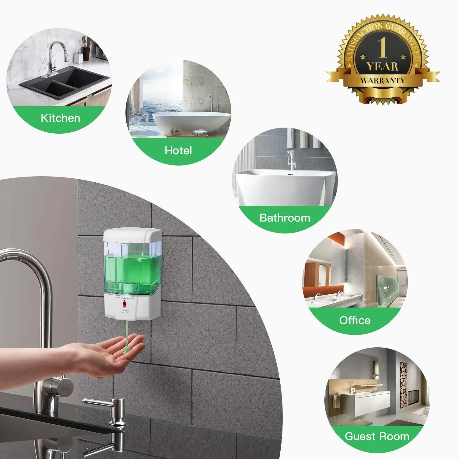 Shemax Hand Sanitizer Dispenser, Wall Mounted Automatic Commercial Liquid Soap Dispenser Gel Touchless Hand Soap Sanitizer