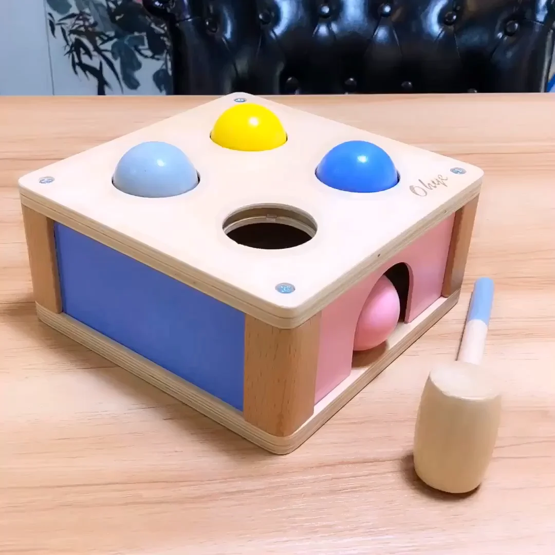 wooden knock toys hammering ball hammer box color match hamster