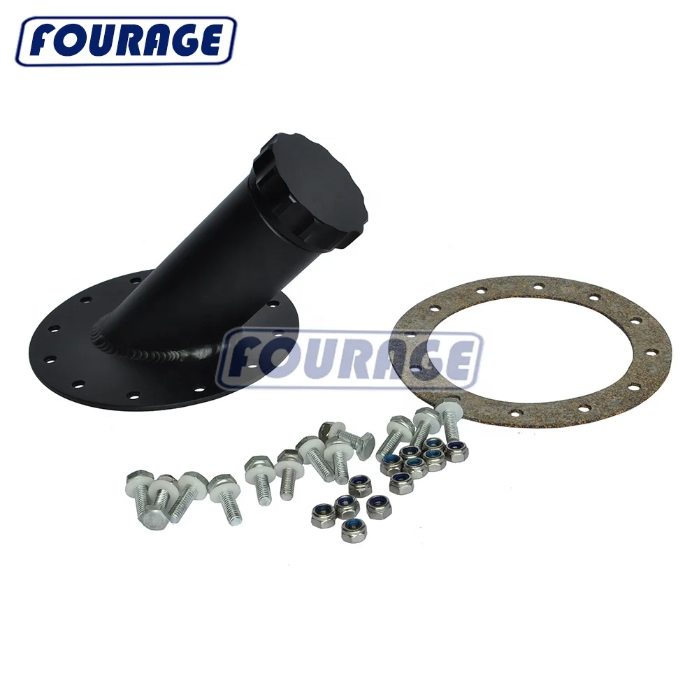 Billet Aluminum 45 Degree Fuel Cell Tank Filler Neck Cap 12 Bolt Flange