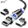 Dily LED quick charger durable nylon braided mini charging data micro usb cable