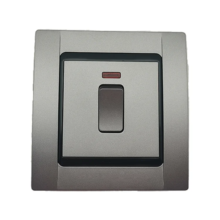 Professional Manufacture Beautiful Design Switch Socket Silver Home Factory Kenya Wall Switches 1 Gang 1 Way 2 Way Electrical