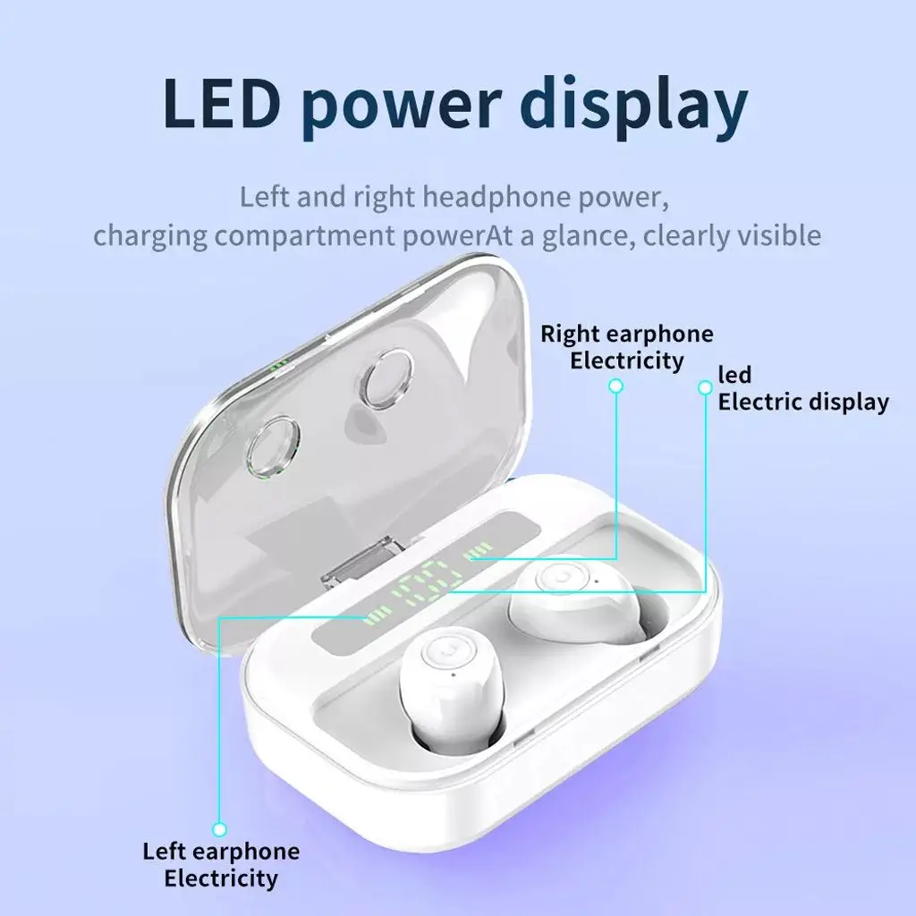 IPX7 Waterproof Wireless Blue tooth 5.0 Touch Screen Earphone with Large Capacity Charging Case LED Display Sport Headphones - ANKUX.COM