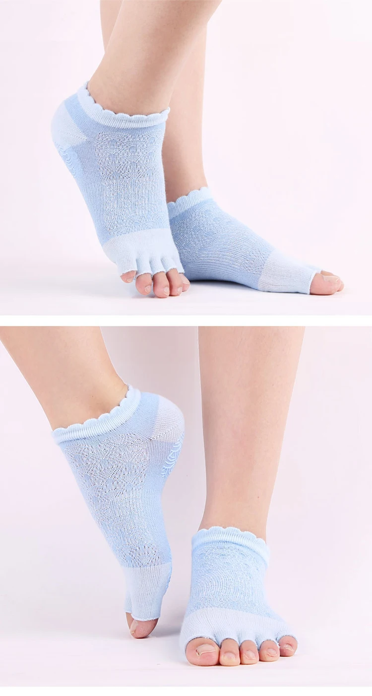 Wholesale Custom Logo Cloud Grip Women Toeless Yoga Socks New Design Double-Sided Anti Slip Yoga Socks
