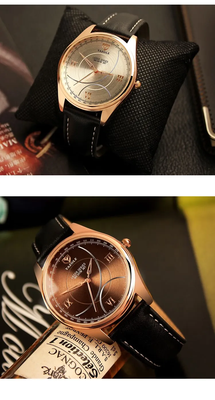 367 Famous brand yazole mens watch waterproof stainless steel back wristwatch for sale