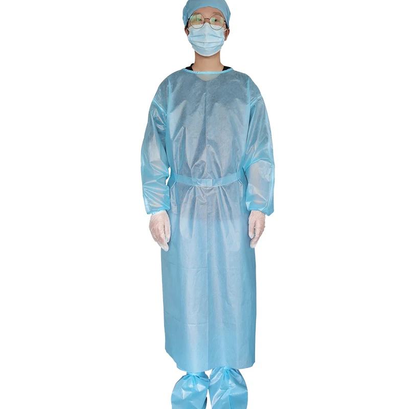 
Disposable PP+PE 40g Isolation gown AAMI PB70 level3 SGS waterproof antistatic FDA CE Surgical gown 