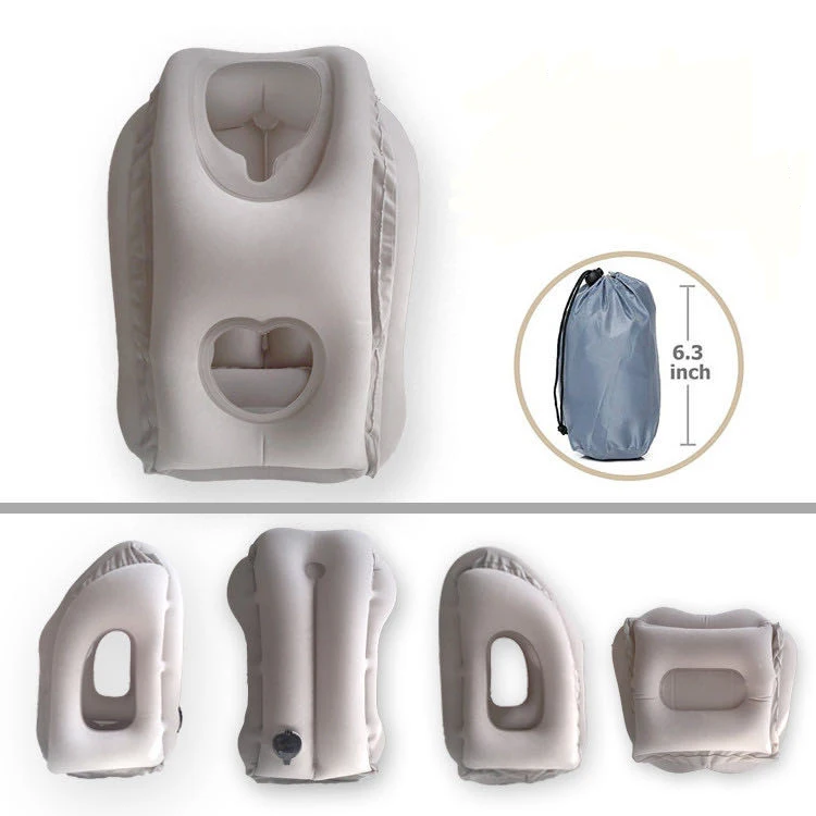 Air Goods High Quality Flocking Inflatable Flight Travelling Head Rest Pillow