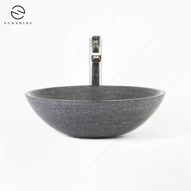 Italy Desgin Natural Bluestone Marble Slope Round Bathroom Stone Sink ...