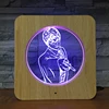Novelty animal design 7 color 3d illusion night light effect led table lamp photo frame
