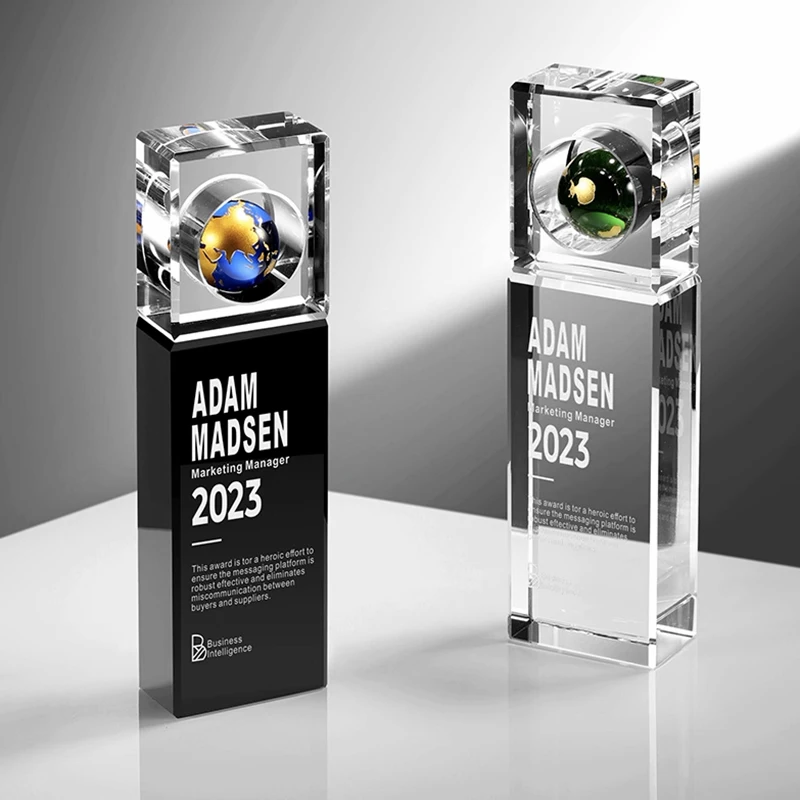 product custom made k9 crystal globe trophy creative award and company gift model  wdy 0416-4