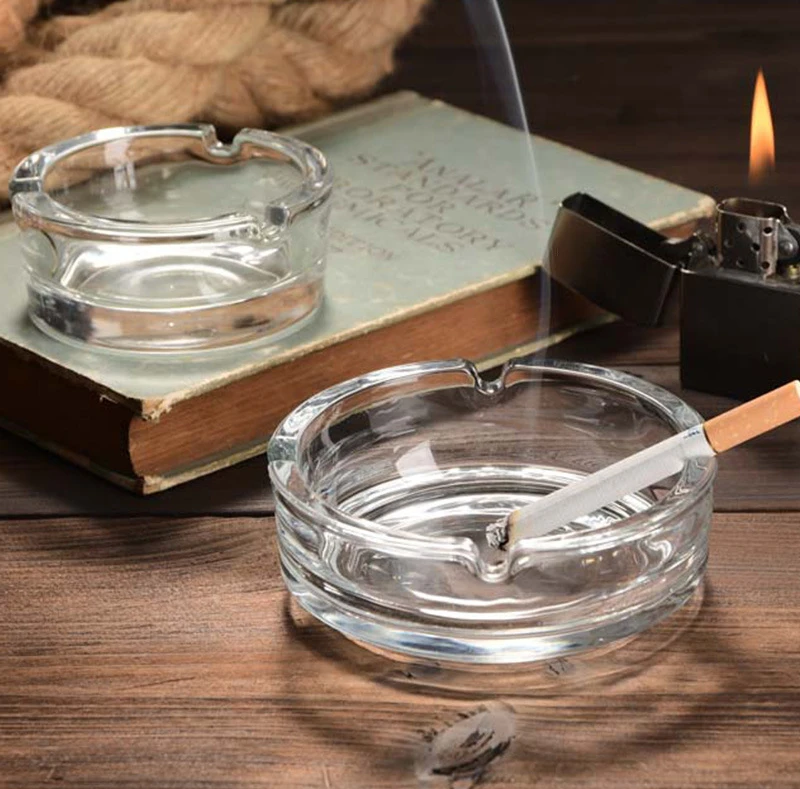 Wholesale Custom Logo Cheap Glass Ashtray Hot Sale 105mm Round Clear