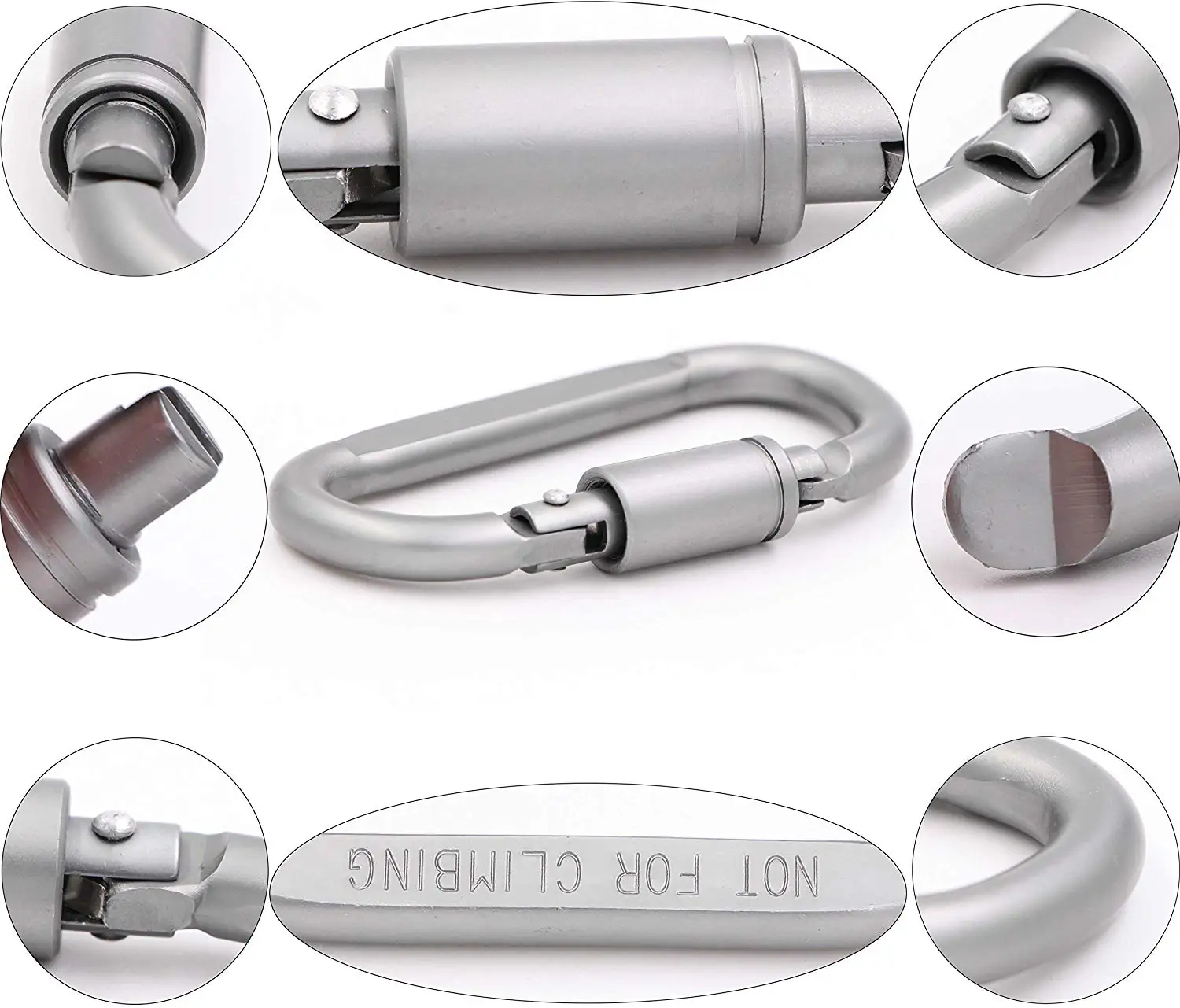 Carabiner Clips Aluminum D Ring Locking Strong And Light Caribeaner For